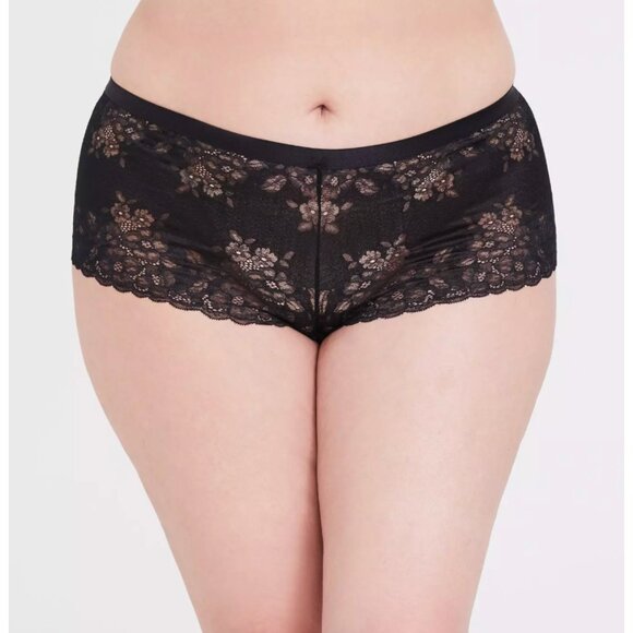 NWT Torrid Two Tone Lace Mid-Rise Cheeky Mini Lattice Back Panty - Picture 1 of 7